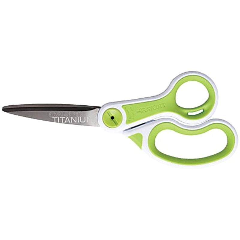 Westcott-Carbo-Titanium-Glide-Scissors-8--Pointed-Green-White