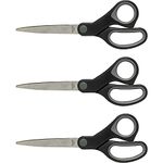 Sparco-Straight-Scissors-w-Rubber-Grip-Handle---8--Overall-Length---Straight---Stainless-Steel---Bla