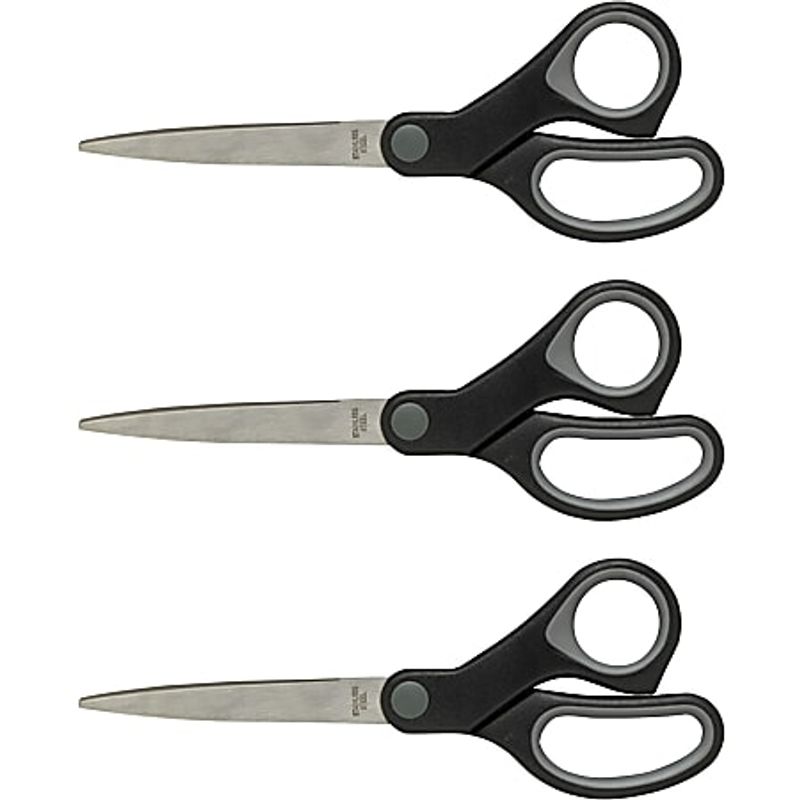 Sparco-Straight-Scissors-w-Rubber-Grip-Handle---8--Overall-Length---Straight---Stainless-Steel---Bla